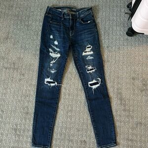 American Eagle dark blue ripped skinny jeans